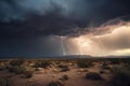 stormy desert sky with thunderclouds and lightning Royalty Free Stock Photo