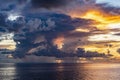 Stormy evening sky painted in stunning colors at sunset in the Indian ocean Royalty Free Stock Photo