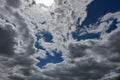 Stormy gray and white clouds. A bit of blue sky. Royalty Free Stock Photo