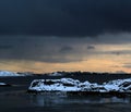 Stormy horizon in Lofoten islands of Norway. The beautiful islands. A ferry point of view