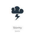 Stormy icon vector. Trendy flat stormy icon from weather collection isolated on white background. Vector illustration can be used