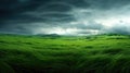 stormy night with thunders on a grass field Royalty Free Stock Photo