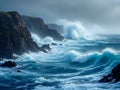 Stormy ocean waves Againts cliff Royalty Free Stock Photo