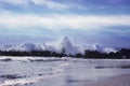 Stormy ocean waves beautiful seascape big powerful tide in action storm weather in a deep blue sea forces of nature natural Royalty Free Stock Photo