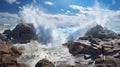 Stormy ocean waves,big powerful tide in action, storm weather in a deep blue sea, forces of nature Royalty Free Stock Photo