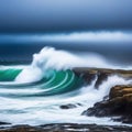 stormy ocean with waves crashing against