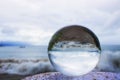 Surf and Beach Taken Through Glass or Crystal Ball