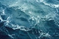 Stormy Ocean Waves, Top View. Deep Blue Hues With White Foam. Abstract Nature Themes. AI Generated