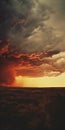 Stormy Prairie: A Captivating National Geographic Photo In Dark Orange And Light Beige