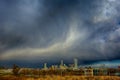 Stormy rain clouds over charlotte north carolina skyline