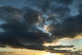 Stormy rain clouds at sunset