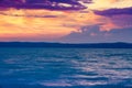 Stormy rainy weather at sunset on the sea Royalty Free Stock Photo