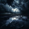 stormy reflection a reflection of dark clouds and stormy skies Royalty Free Stock Photo
