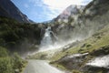 The beautiful trail to Briksdalsbreen Glacier in Olden, Nordfjord, Norway. Royalty Free Stock Photo