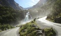 The beautiful trail to Briksdalsbreen Glacier in Olden, Nordfjord, Norway. Royalty Free Stock Photo