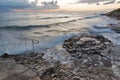 Stormy rocky beach sunset on the coast of Adriatic Sea Royalty Free Stock Photo