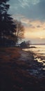 Blustery Scenery With Water In The Background: A Photorealistic Cottagecore Vignette