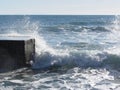 Stormy sea along Tuscany coastline in Livorno, Italy Royalty Free Stock Photo