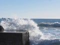 Stormy sea along Tuscany coastline in Livorno, Italy Royalty Free Stock Photo