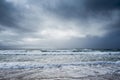 Stormy sea with crazy waves under the dark clouds Royalty Free Stock Photo