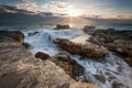 Stormy sea in icy morning Royalty Free Stock Photo