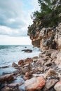 Stormy sea and rocky shore Royalty Free Stock Photo