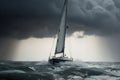 A stormy sea with a sailboat sinking in the waves, capturing the intense action and drama of the moment Royalty Free Stock Photo