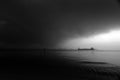 Stormy drama sea sky with ship Royalty Free Stock Photo