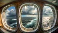 Stormy Sea Seen Through the Portholes of a Ship - Generative Ai 1 Royalty Free Stock Photo