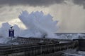 Stormy sea wave splash at sunset Royalty Free Stock Photo