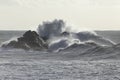 Stormy sea waves crashing over cliffs Royalty Free Stock Photo