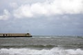 Stormy seas and breakwater Laxey Isle of Man Royalty Free Stock Photo