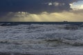 Stormy seascape at sunset