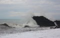 Stormy seascape, waves and wind in the black sea of Georgia