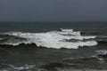 Stormy seascape, waves and wind in the black sea of Georgia