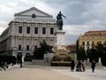 Stormy sky in the area in the center of the city of Madrid Royalty Free Stock Photo