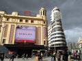 Stormy sky in the Cines Callao area in the center of the city of Madrid