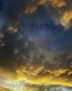 Cloud and sky fight.Sunset stormy clouds and braking light of sun.