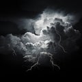 Stormy sky, dark cloud and flash of lightning, storm, Royalty Free Stock Photo