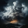 Stormy sky, dark cloud and flash of lightning, storm Royalty Free Stock Photo