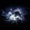 Stormy sky, dark cloud and flash of lightning, storm, Royalty Free Stock Photo