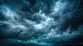 Stormy sky with dark clouds created with Generative AI. Beautiful natural view.