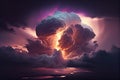 stormy sky with dark clouds, lightning flashes over the night sky. Concept on the theme of Severe Weather, natural Royalty Free Stock Photo