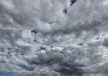 Stormy sky with dark white gray thunderclouds