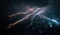 A stormy sky with lightning bolts and rain Royalty Free Stock Photo