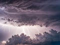 Stormy sky with lightning and thunderclouds, Royalty Free Stock Photo