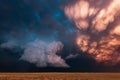 Stormy sky with mammatus clouds at sunset Royalty Free Stock Photo