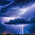 A stormy sky with multiple lightning strikes represents a severe