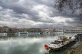 Stormy sky over the Banks of the river Rhone