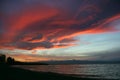 Stormy sky over Ohrid Lake at sunset Royalty Free Stock Photo
